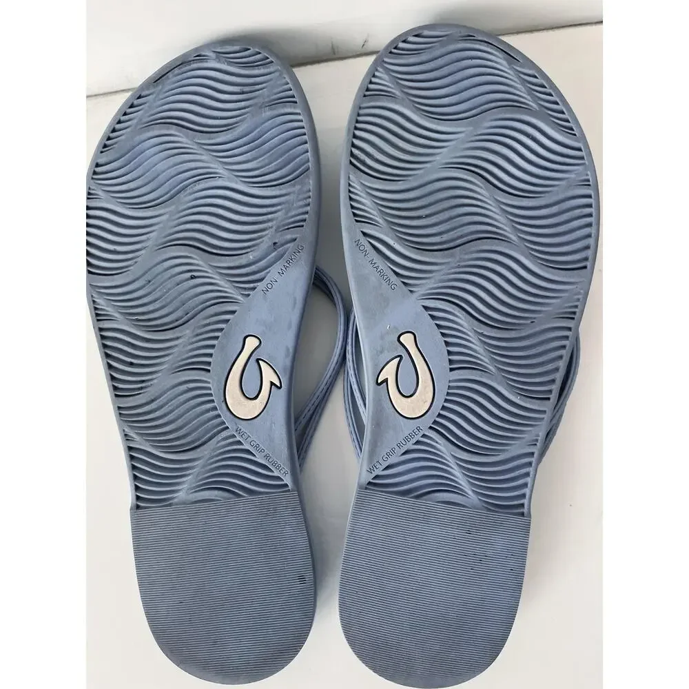 OluKai Sandals Womens Size 7 Blue Thong Flip Flop Slip On Beach Casual Summer
